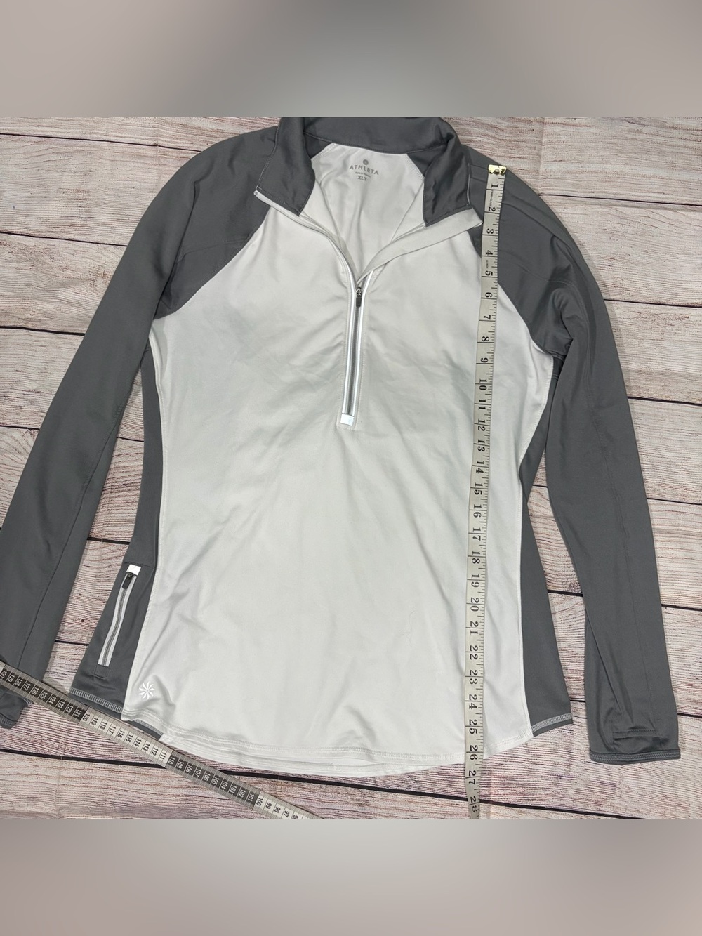 Athleta White and Charcoal Performance Half-Zip Pullover - Picture 4 of 5
